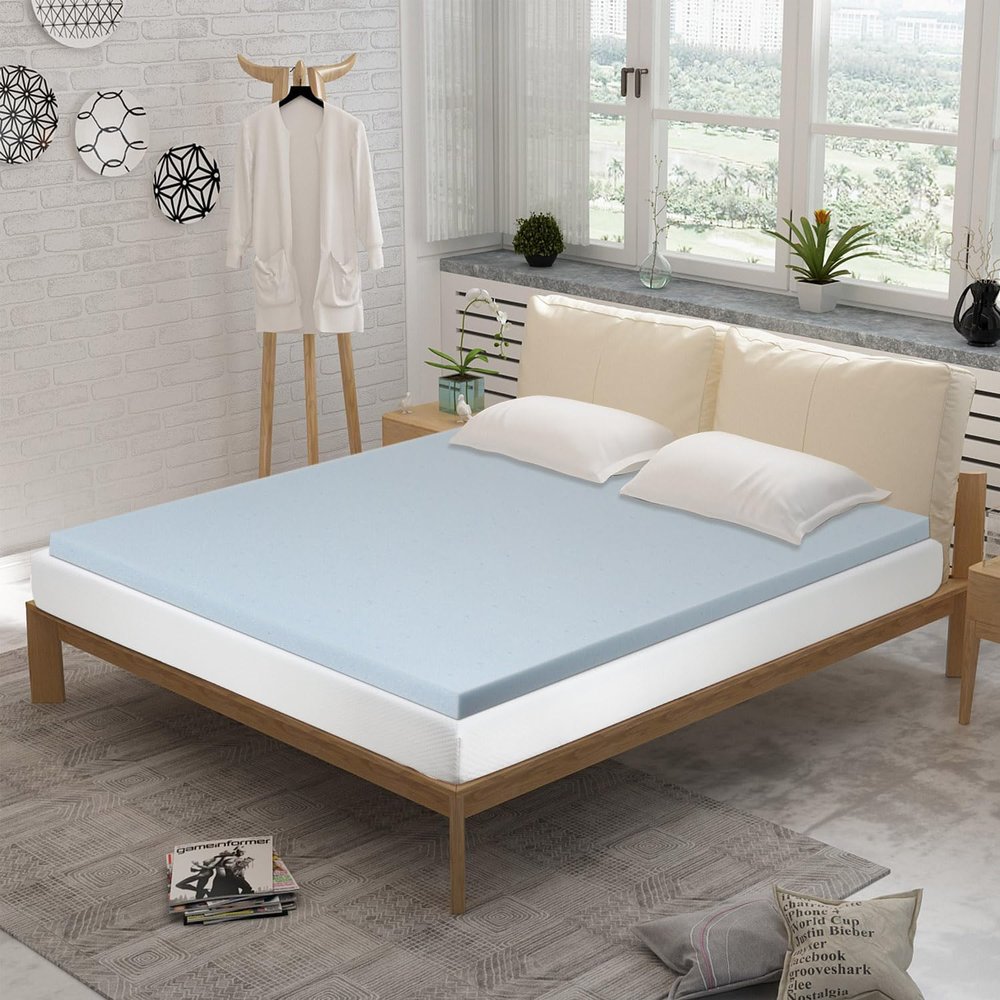 2 Inch Queen Mattress Topper, Gel Memory Foam Cooling Mattress Pad for Pressure Relief, CertiPUR-US Certified Mattress Topper Queen for College, Dorm Room, RV, Camp, Couch