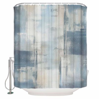 Abstract Blue Shower Curtain Set with Hook 54" x 78",Gradient Minimalism Pure Color Texture Washable Cloth Polyester Fabric Shower+Curtain,Bath Curtains for Bathroom,Showers,Bathtubs Decor Accessories