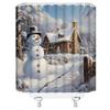 EVRCVAR Christmas Snowman Shower Curtain Winter Farmhouse Snow Scene Xmas Snowy Forest Rustic Holiday Happy New Year Bathroom Curtain Fabric with Hooks(70" WX70 H) view 3