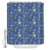 Blue Flowers Shower Curtain Set with Hook 36" x 72",Animal Birds Butterflies Nature Herbs Washable Cloth Polyester Fabric Shower+Curtain,Bath Curtains for Bathroom,Showers,Bathtubs Decor Accessories view 2