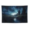 YJWANDO Modern Wall Tapestry, Night Forest Print Large Polyester Hanging Art Decor for Bedroom, Living Room, Dorm - Includes Hooks And Clips view 1