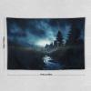 YJWANDO Modern Wall Tapestry, Night Forest Print Large Polyester Hanging Art Decor for Bedroom, Living Room, Dorm - Includes Hooks And Clips view 2