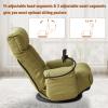 ALYIAMXL 360 Swivel Floor Green Gaming Chair Linen Folding Lounge Sofa Chair with Adjustable Head and Waist, Armrests & Phone Holder, Padded Cushion Leisure Chairs for Living Room Bedroom view 3