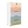 5 Layer Plastic Drawers Dresser, Storage Cabinet with 5 Drawers Closet Drawers with 4 Wheels Vertical Dresser with Lock Colorful Clothes Closet Chest Tower Tall Dresser Organizer (Macaron Color) view 1