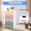 5 Layer Plastic Drawers Dresser, Storage Cabinet with 5 Drawers Closet Drawers with 4 Wheels Vertical Dresser with Lock Colorful Clothes Closet Chest Tower Tall Dresser Organizer (Macaron Color) view 3