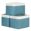 Bidtakay Large Storage Baskets for Shelves 3 Pack 16x11.8x11.8 Inch Storage Bins for Organizing Fabric Storage Cubes for Closet Clothes Basket Laundry-White&Teal view 1
