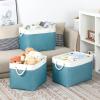Bidtakay Large Storage Baskets for Shelves 3 Pack 16x11.8x11.8 Inch Storage Bins for Organizing Fabric Storage Cubes for Closet Clothes Basket Laundry-White&Teal view 3