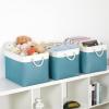 Bidtakay Large Storage Baskets for Shelves 3 Pack 16x11.8x11.8 Inch Storage Bins for Organizing Fabric Storage Cubes for Closet Clothes Basket Laundry-White&Teal view 4