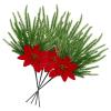 4 PCS Poinsettias Artificial Christmas Flowers, 17.7 Inch Faux Pine Greenery Stems for Flower Arrangements, Christmas Pine Picks Branches for DIY Crafts Wreath Home Garden Decor view 1