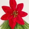 4 PCS Poinsettias Artificial Christmas Flowers, 17.7 Inch Faux Pine Greenery Stems for Flower Arrangements, Christmas Pine Picks Branches for DIY Crafts Wreath Home Garden Decor view 3