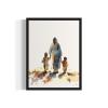 Jesus Walking with Children Art Print Poster, Religious Faith Spiritual Wall Art Painting Worship Prayer Artwork Posters for Bedroom Living Room Decorations (Jesus Walking with Children, 16x20 inches + (Black Frame)) view 1