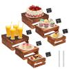 6 Pcs Buffet Risers with Mini Signs, Rustic Wood Cake Stands, Food Risers for Buffet Table, Dessert Display Stand, Wood Crates, Rustic Cake Stand for Party, Wedding, Birthday, Baby Shower, 3 Sizes view 1