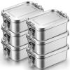 Umigy 6 Pcs Stainless Steel Bento Box 550ml Metal Lunch Box Food Storage Containers Metal Container, Lockable Clips to Leak Proof, Reusable Dishwasher Safe Lunch Snack Boxes for Work, School view 1