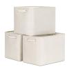 Bidtakay Large Storage Baskets for Shelves 3 Pack Fabric Storage Bins for Organizing Linen Collapsible Organizer for Closet-Light Biege view 1