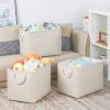 Bidtakay Large Storage Baskets for Shelves 3 Pack Fabric Storage Bins for Organizing Linen Collapsible Organizer for Closet-Light Biege view 2
