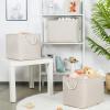 Bidtakay Large Storage Baskets for Shelves 3 Pack Fabric Storage Bins for Organizing Linen Collapsible Organizer for Closet-Light Biege view 3