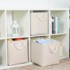 Bidtakay Large Storage Baskets for Shelves 3 Pack Fabric Storage Bins for Organizing Linen Collapsible Organizer for Closet-Light Biege view 4