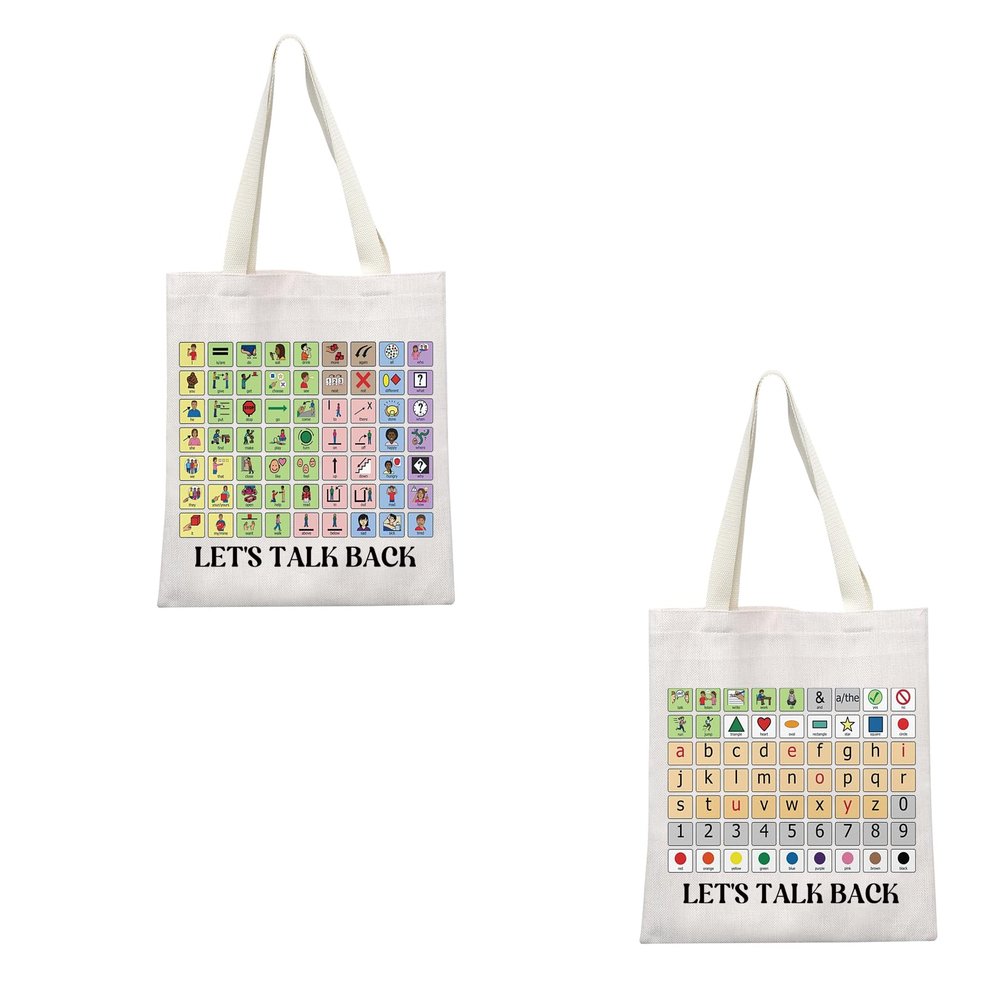 GJTIM Speech Pathology Gift BCBA SLP Gift AAC SPED Special Teacher Thank You Gift Speech Therapist Tote Bag (Talk Back Tote)