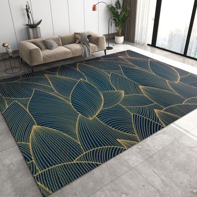3x4 Rugs for Entryway Golden Texture Lotus Pattern Low Pile Area Rug, Modern Simple Leaves Kids Bedroom Rug Soft for Coffee Shop Living Room Under Table Game Room