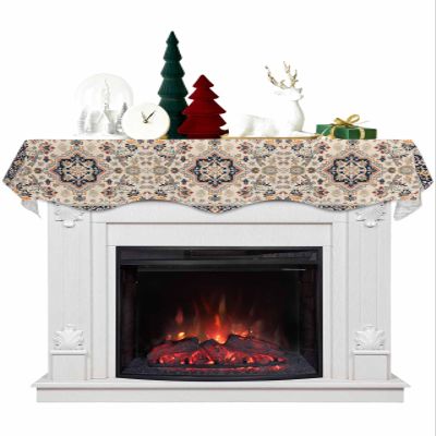 Southwest Floral Fireplace Mantel Scarf Cover, Traditional Oriental Boho Mandala Tribal Mantel Shelf Top Scarf Runner for Christmas Halloween Thanksgiving Fall Indoor Decorations 60" L x 17" W