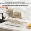 Dish Drying Rack For Kitchen Counter, 2-Tier Dish Drainer Kitchen Plate Rack with Drainboard X-Shaped Collapsible Dish Drainer Space-Saving Storage for Kitchen Sink, Countertop, Cutlery, Plates(Black) view 3