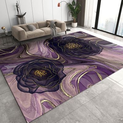 6x9 Area Rugs Mysterious Dreamlike Floral Living Room Rugs, Purple Creative Stain Classroom Rug with Carpet Non-Slip Backing for Bedroom Office Home Decor
