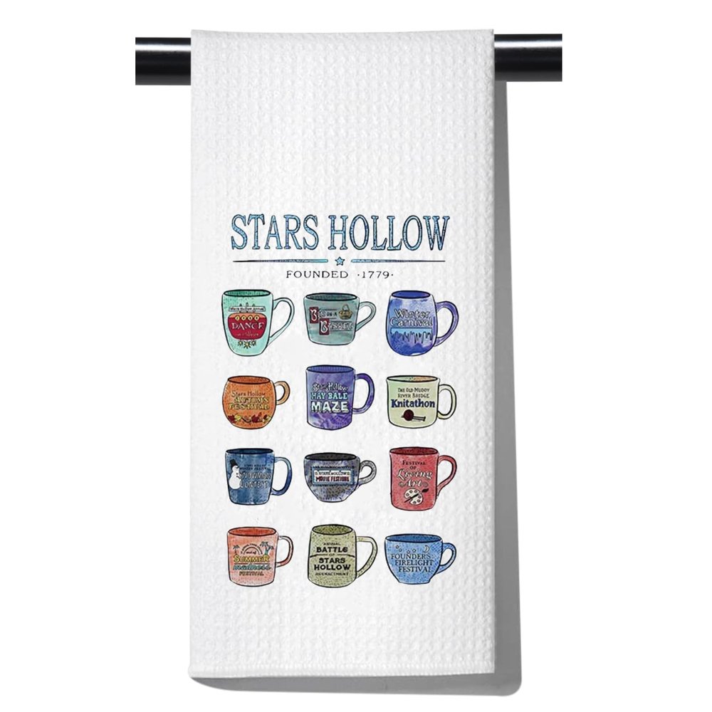 POFULL Luke's Diner Merch TV Show Inspired Gift Housewarming Gift Stars Hollow Founded 1779 Kitchen Towel