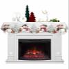 Christmas Fireplace Mantel Scarf Cover, Christmas Snowman Winter Snowflakes White Mantel Shelf Top Scarf Runner for Christmas Halloween Thanksgiving Fall Indoor Decorations 90" L x 17" W view 1