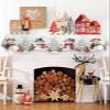 Christmas Fireplace Mantel Scarf Cover, Christmas Snowman Winter Snowflakes White Mantel Shelf Top Scarf Runner for Christmas Halloween Thanksgiving Fall Indoor Decorations 90" L x 17" W view 3