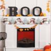 Christmas Fireplace Mantel Scarf Cover, Christmas Snowman Winter Snowflakes White Mantel Shelf Top Scarf Runner for Christmas Halloween Thanksgiving Fall Indoor Decorations 90" L x 17" W view 4
