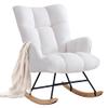 Zedachica Rocking Chair Nursery Teddy Upholstered Glider Rocker Rocking Accent Chair Padded Seat with High Backrest Armchair Comfy Side Chair for Living Room Bedroom Offices (White Teddy) view 1