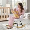 Zedachica Rocking Chair Nursery Teddy Upholstered Glider Rocker Rocking Accent Chair Padded Seat with High Backrest Armchair Comfy Side Chair for Living Room Bedroom Offices (White Teddy) view 2