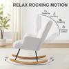 Zedachica Rocking Chair Nursery Teddy Upholstered Glider Rocker Rocking Accent Chair Padded Seat with High Backrest Armchair Comfy Side Chair for Living Room Bedroom Offices (White Teddy) view 4
