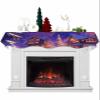 Christmas Fireplace Mantel Scarf Cover, Cartoon Tree Street Night Light Winter Forest Mantel Shelf Top Scarf Runner for Christmas Halloween Thanksgiving Fall Indoor Decorations 90" L x 17" W view 1