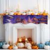 Christmas Fireplace Mantel Scarf Cover, Cartoon Tree Street Night Light Winter Forest Mantel Shelf Top Scarf Runner for Christmas Halloween Thanksgiving Fall Indoor Decorations 90" L x 17" W view 2