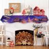 Christmas Fireplace Mantel Scarf Cover, Cartoon Tree Street Night Light Winter Forest Mantel Shelf Top Scarf Runner for Christmas Halloween Thanksgiving Fall Indoor Decorations 90" L x 17" W view 3