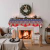 Falaniique 4th of July Fireplace Mantel Scarf Cover, Geometric Red Blue Star Stripes Flag Mantel Shelf Top Scarf Runner for Christmas Halloween Thanksgiving Fall Indoor Decorations 60" L x 17" W view 3