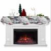 Christmas Fireplace Mantel Scarf Cover, Winter Snow Scenery Owls Berry Pine Needles Mantel Shelf Top Scarf Runner for Christmas Halloween Thanksgiving Fall Indoor Decorations 90" L x 17" W view 1