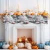Christmas Fireplace Mantel Scarf Cover, Winter Snow Scenery Owls Berry Pine Needles Mantel Shelf Top Scarf Runner for Christmas Halloween Thanksgiving Fall Indoor Decorations 90" L x 17" W view 2