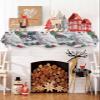Christmas Fireplace Mantel Scarf Cover, Winter Snow Scenery Owls Berry Pine Needles Mantel Shelf Top Scarf Runner for Christmas Halloween Thanksgiving Fall Indoor Decorations 90" L x 17" W view 3