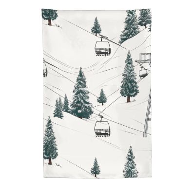 WYUSPGK Wall Tapestry, Ski Lift With Fir Tree Print Large Polyester Hanging Decor with Installation Kit Ideal for Bedroom, Living Room, Meditation Space