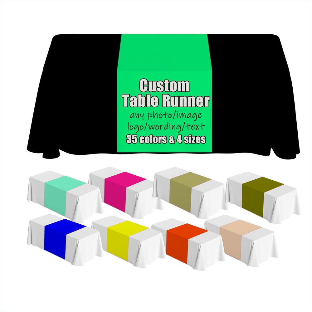 AEKSCOH Custom Table Runner with Business Logo 36x72inch- Events, Parties,Personalized Table Cover Cloth Add Your Picture Text Logo Style32