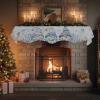 Nautical Gnomes Fireplace Mantel Scarf Cover, Coastal Blue Turtle Jellyfish Sea Starfish Mantel Shelf Top Scarf Runner for Christmas Halloween Thanksgiving Fall Indoor Decorations 90"L x 17"W view 4