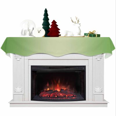 Ombre Green Fireplace Mantel Scarf Cover, Contemporary Minimalist Gradient Solid Color Mantel Shelf Top Scarf Runner for Christmas Halloween Thanksgiving Fall Indoor Decorations 70" L x 17" W
