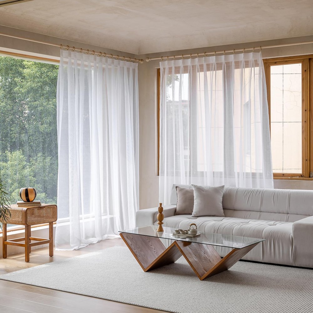 TOAVA DECO Extra Wide White Pinch Pleated Curtains 80x84 Inches Long Window Curtains Faux Linen Semi Sheer Drapes Light Filtering with Hooks Traverse Rods for Living Room Bedroom Meeting Room,1 Panel