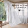 TOAVA DECO Extra Wide White Pinch Pleated Curtains 80x84 Inches Long Window Curtains Faux Linen Semi Sheer Drapes Light Filtering with Hooks Traverse Rods for Living Room Bedroom Meeting Room,1 Panel view 3
