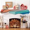 Geometric Fireplace Mantel Scarf Cover, Red Orange Teal Blue Tan Minimalist Stripes Mantel Shelf Top Scarf Runner for Christmas Halloween Thanksgiving Fall Indoor Decorations 60" L x 17" W view 3