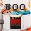 Geometric Fireplace Mantel Scarf Cover, Red Orange Teal Blue Tan Minimalist Stripes Mantel Shelf Top Scarf Runner for Christmas Halloween Thanksgiving Fall Indoor Decorations 60" L x 17" W view 4