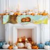 Fall Maple Tree Fireplace Mantel Scarf Cover, Autumn Thanksgiving Orange Red Leaf Animal Mantel Shelf Top Scarf Runner for Christmas Halloween Thanksgiving Fall Indoor Decorations 60" L x 17" W view 2