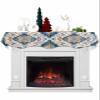 Navy Blue Boho Fireplace Mantel Scarf Cover, Orange Ethnic Tribal Bohemian Mandala Floral Mantel Shelf Top Scarf Runner for Christmas Halloween Thanksgiving Fall Indoor Decorations 60" L x 17" W view 1